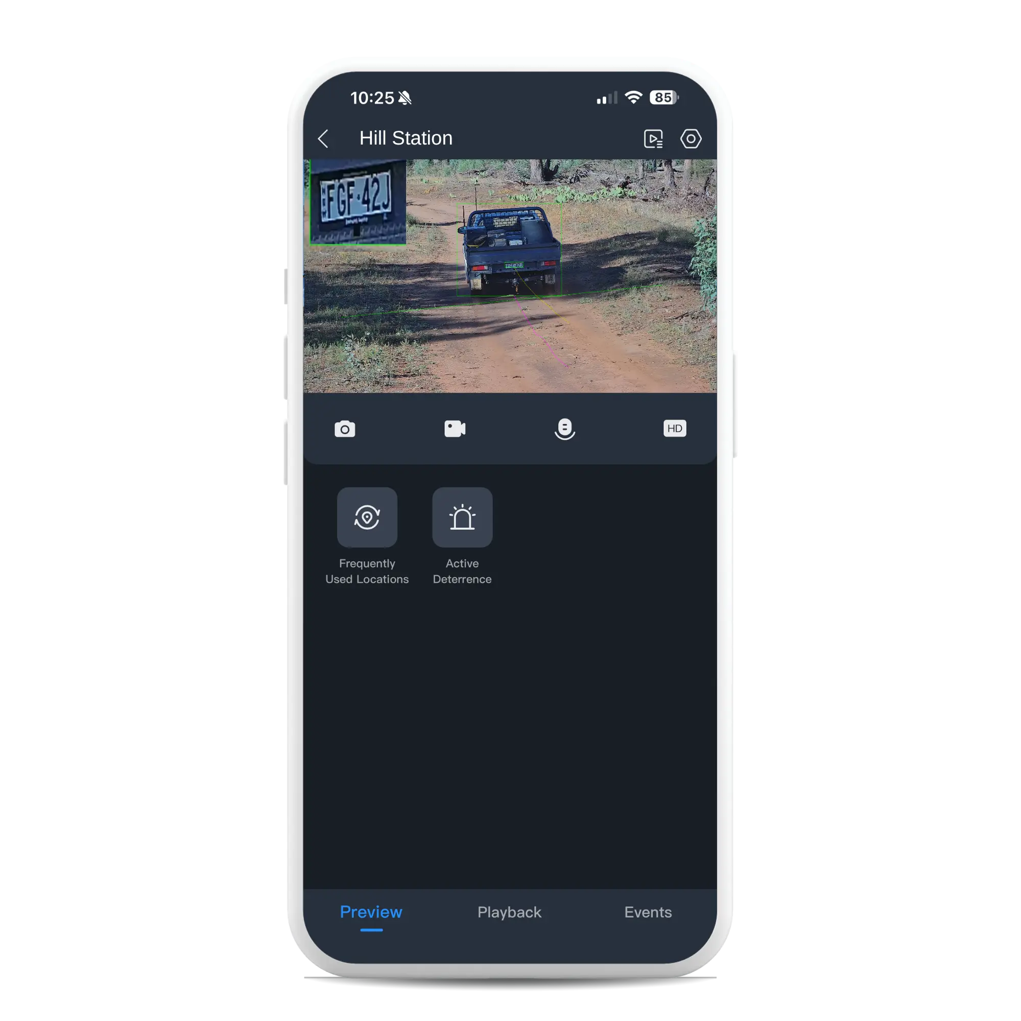 App screenshot – number plate detection